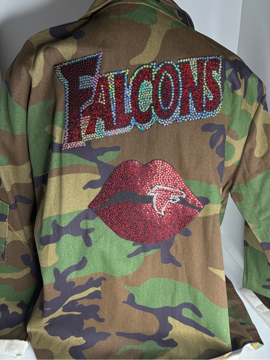 Jackets & Blazers - Atlanta Falcons Camo Embellished Jacket with Rhinestone Appliqués
